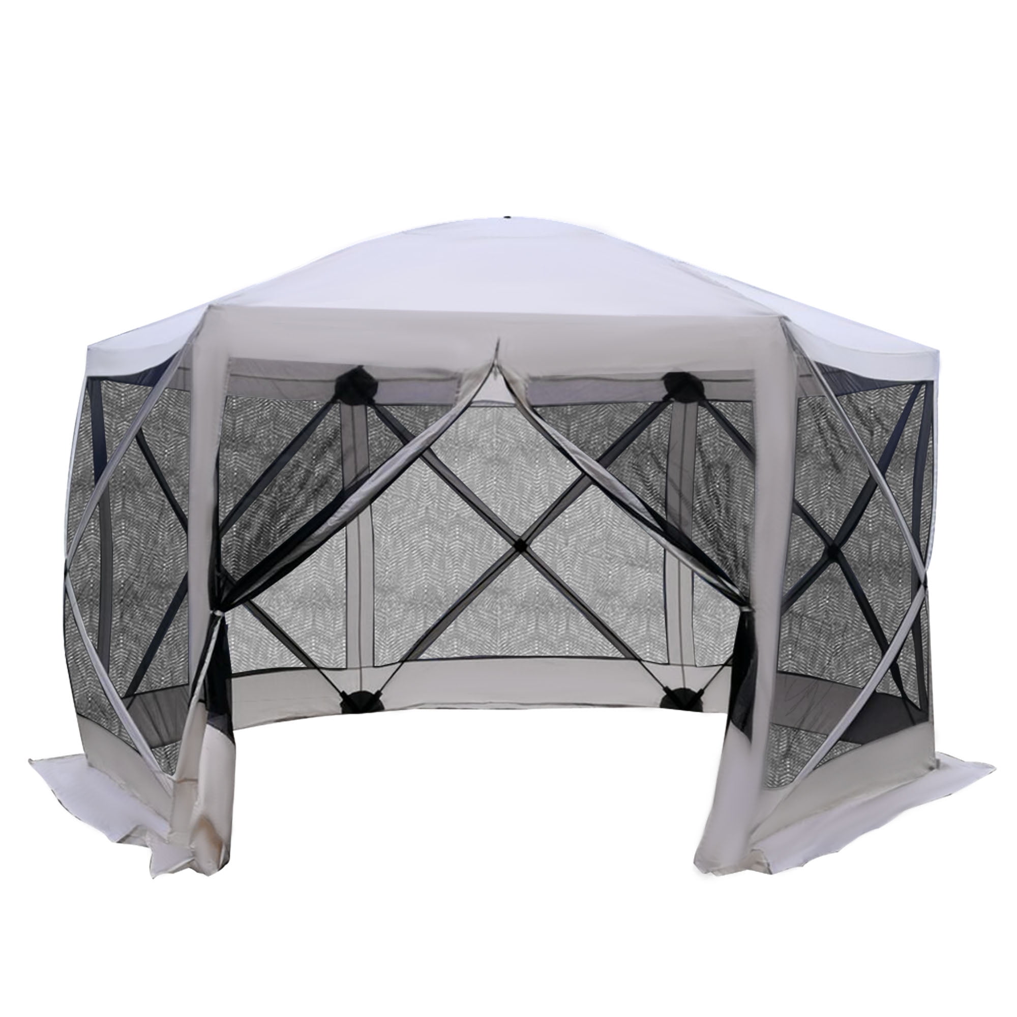 Outsunny 12’ x 12’ 6Sided Hexagon Hub Gazebo Screen Tent with Mesh
