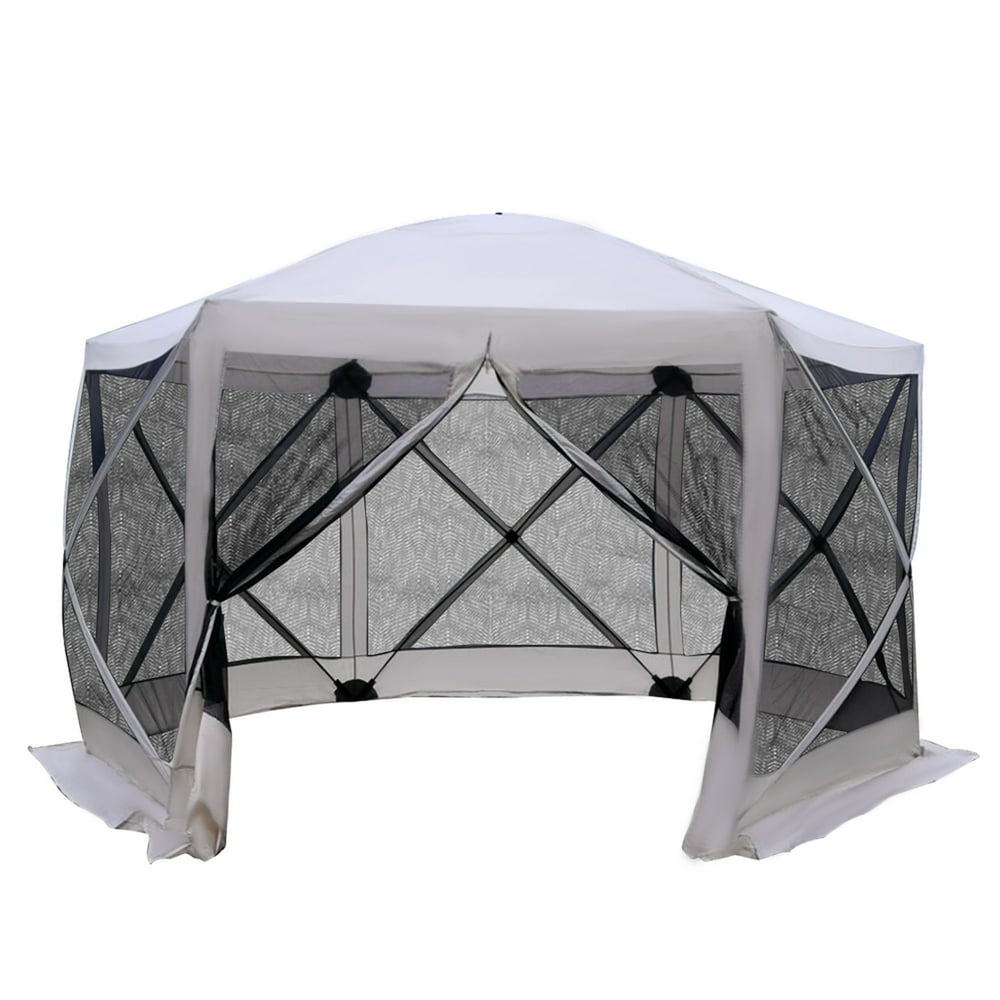 Outsunny 12 X 12 6 Sided Hexagon Hub Gazebo Screen Tent With Mesh outsunny-12-x-12-6-sided-hexagon-hub-gazebo-screen-tent-with-mesh