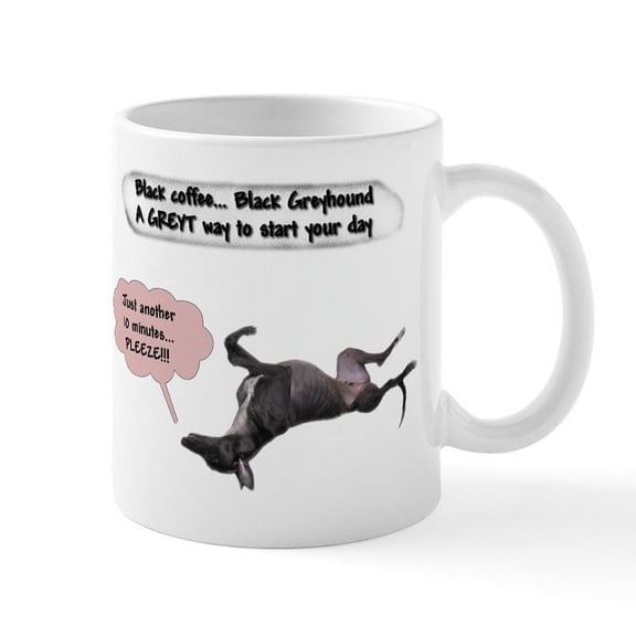 CafePress - Black Coffee Black Snoozin' Greyhound Mug - 11 oz Ceramic Mug - Novelty Coffee Tea Cup