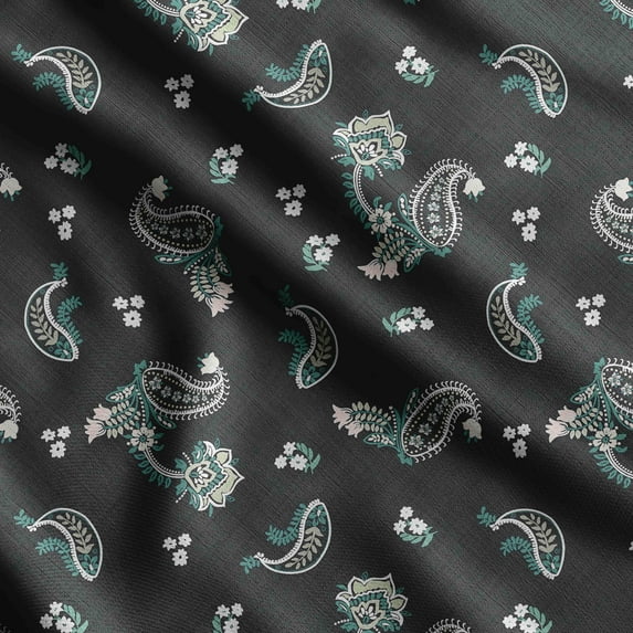 Soimoi Asian Paisley Print,Cotton Poplin, Sewing Fabric Sold by The Yard 42 Inch Wide,Sewing Craft Quilting/Quilt Making Fabric, Gray