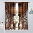 thumbnail image 3 of Bookshelf Curtains, Vintage Library with Books Window Treatments for Kids Bedroom, Wooden Wooden Antique Bookcase Drapes 2 Panel Sets,55x63 Inch, 3 of 6