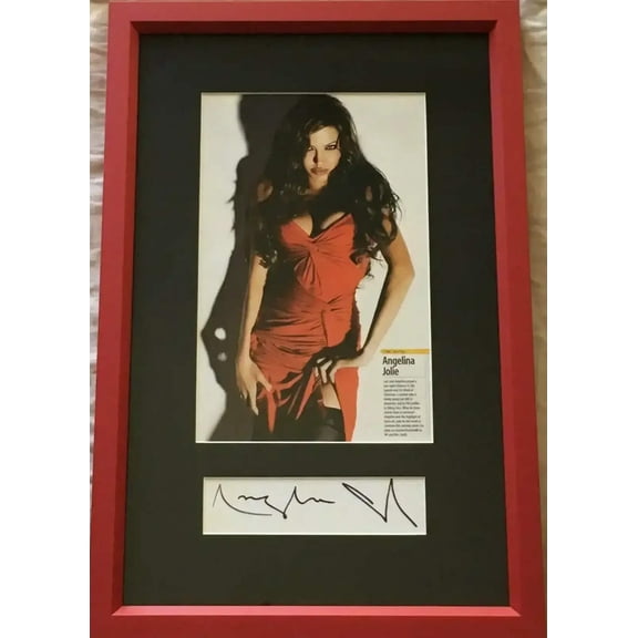 Angelina Jolie autograph framed with sexy magazine photo JSA