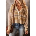 thumbnail image 4 of Women's Khaki Buttoned V-Neck Cropped Cardigan - [ZhiHiMeRi] | (US 20-22)2XL, 4 of 12