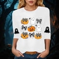 thumbnail image 5 of Godom Women's Halloween Pumpkin Shirts Casual 3/4 Sleeve Ghosts Graphic Tees Round Neck Fall Trendy Clothes, 5 of 6