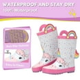 thumbnail image 4 of FUNCOO PLUS Toddler Rubber Rain Boots Kids Waterproof Boots for Girls, Pink & White, Size 10, 4 of 7