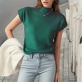 thumbnail image 4 of Green Womens Tops Women's Ice Silk Short Sleeve Sweater Small Turtle Collar Spring And Summer Casual Basic Knitted Slim Fit Pullover Shirts for Women, 4 of 4