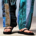 thumbnail image 4 of SGFCWSX Mens Harem Pants Patchwork Elastic Waist Drawstring Pockets Loose Boho Hippie Beach Casual Pants Light Blue Size L, 4 of 9