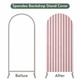 thumbnail image 4 of Red Striped Arch Backdrop Cover, Spandex Fitted Wedding Arch Cover, Red White Stripes Farmhouse Round Top Stand Covers for Birthday Ceremony Bridal Shower Party Decor 6.6x3.3 Ft, 4 of 9