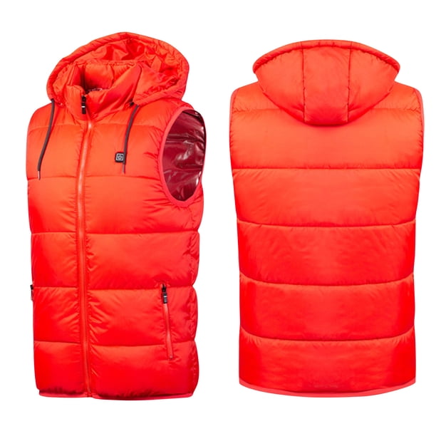 Otoño e invierno, informal, ajustado, ordinario, con capucha, cuello alto, cremallera, bolsa de excavación, chaleco calefactor de Color sólido Wmkox8yii jkg4239