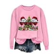 thumbnail image 2 of Craaazy Christmas Trees With Lights Printed Shirts For Women Long Sleeve Crew Neck Santa Xmas Printed Sweatshirts Gifts For Women, 2 of 4