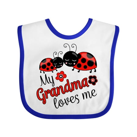 

Inktastic My Grandma Loves Me with Cute Ladybugs Gift Baby Boy or Baby Girl Bib