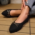 thumbnail image 3 of Gpaecead Women's Metal Bow Knit Flats Pointed Toe Breathable Slip On Ballet Shoes With Cushioned Insole For Office And Casual Black, 3 of 4