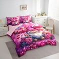 thumbnail image 3 of Feelyou Romantic Gnome Rose Comforter Set 7pcs, Love Heart Balloon Full Bedding Set, 3 of 8