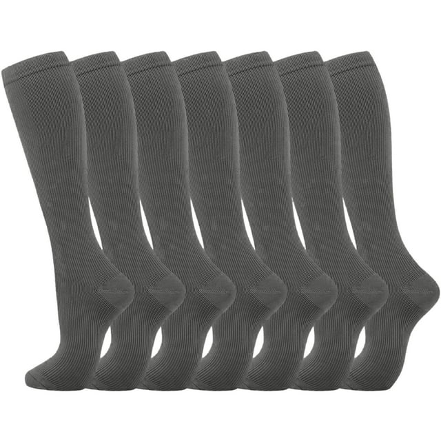 Compression Socks 7 Pairs For Women Men Circulation Knee High Sock Is Support For Athletic Running Cycling Heart Thigh High Tights Garter with Attached Stockings Control Top Sheer The Purge Outfit