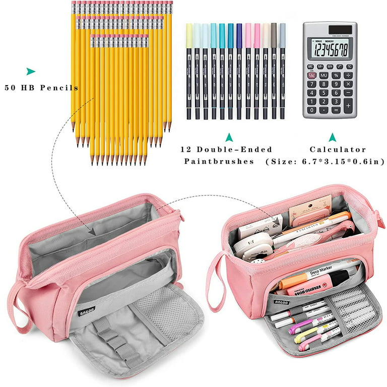 Home Times Pencil Case Big Capacity Pencil Bag 3 Compartments