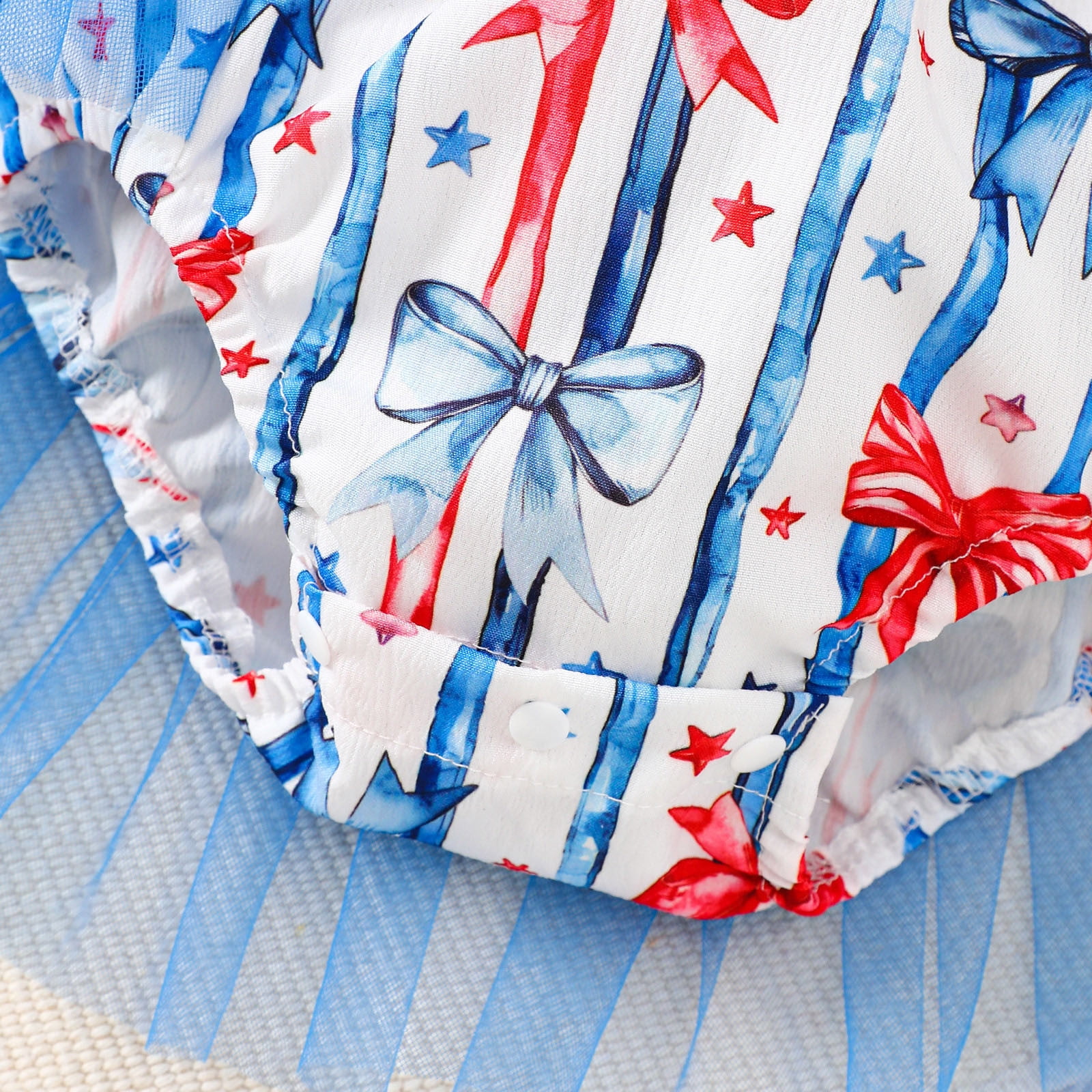 Baby Girl Bubble Romper Baby Girls Fly Sleeve Independence Day 4Th of July Prints Romper Bodysuits Dress Baby Romper Blue 0 Months-3 Months