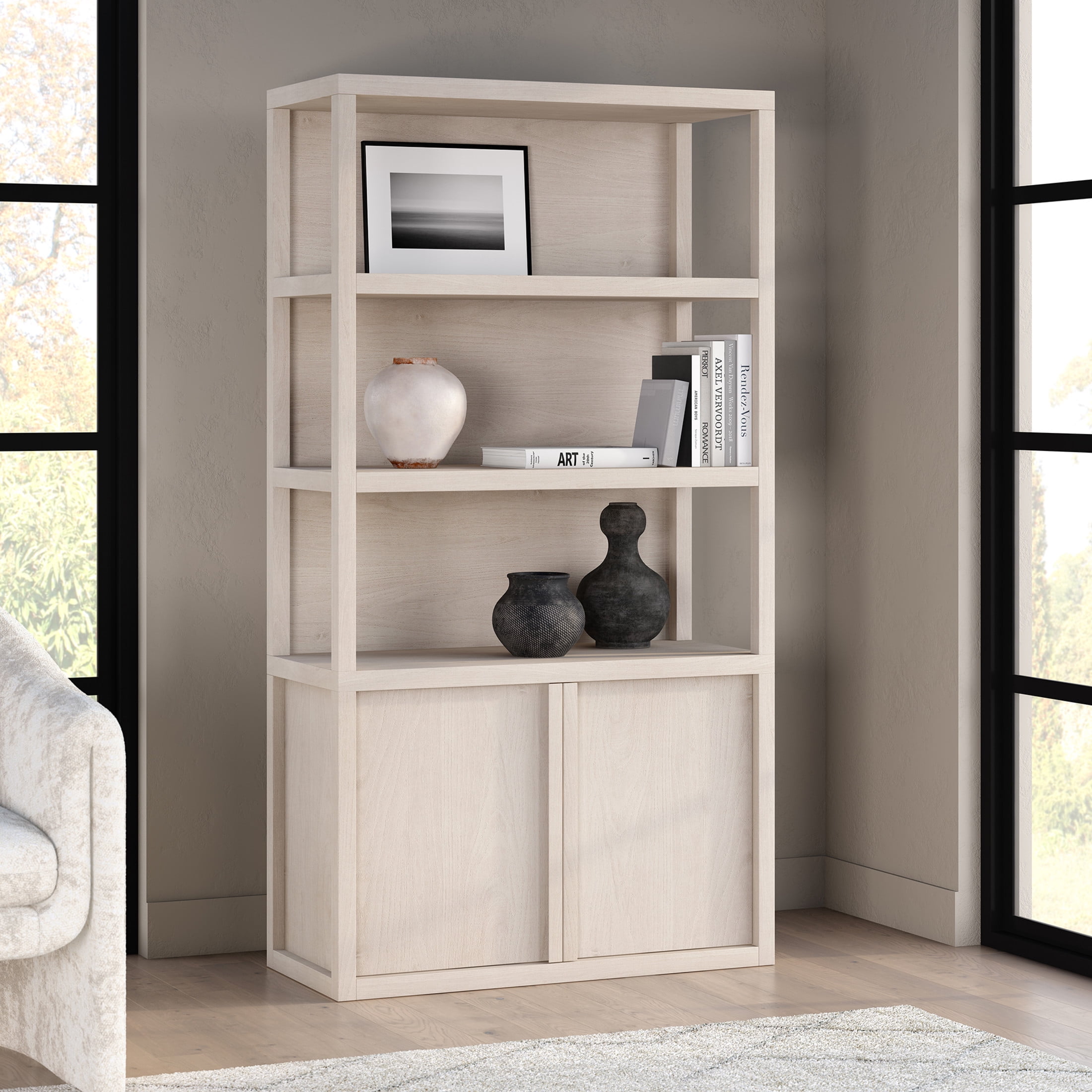 Evelyn&Zoe Modern/Contemporary 67.5" Tall Alder White Bookcase