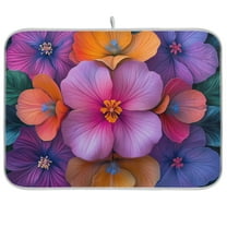 Yayeee Dish Drying Mat for Kitchen Counter Ultra Absorbent Easy Clean Pad 18x16", Large Purple Flowers