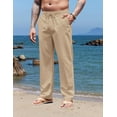 thumbnail image 4 of COOFANDY Mens Linen Pants Loose Fit Yoga Beach Pants Casual Summer Elastic Waist Drawstring Trousers with Pockets, 4 of 6