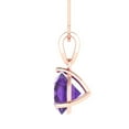 thumbnail image 3 of 2 ct Brilliant Round Cut Solitaire Natural Amethyst 14k Rose Solid Gold Everyday Affordable Designer Necklace Pendant with 18" Chain, 3 of 6