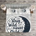 thumbnail image 4 of Ambesonne Stay Wild Quilted Bedspread Set 3 Pcs, Text and Curls, King Size, Night Blue Grey, 4 of 4