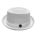 thumbnail image 2 of FKMJH Unisex Breathable Mesh Fedora Hat Summer Wide Brim Sun Beach Panama Hat Packable Lightweight Short Brim Adjustable Travel Hat White,One Size, 2 of 8
