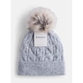 thumbnail image 4 of Scenario Women's Cable Knit Pom Beanie, Medium Grey Heather, 4 of 5