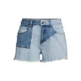thumbnail image 5 of Madden NYC Juniors' Colorblock Denim Mom Shorts, 5 of 5
