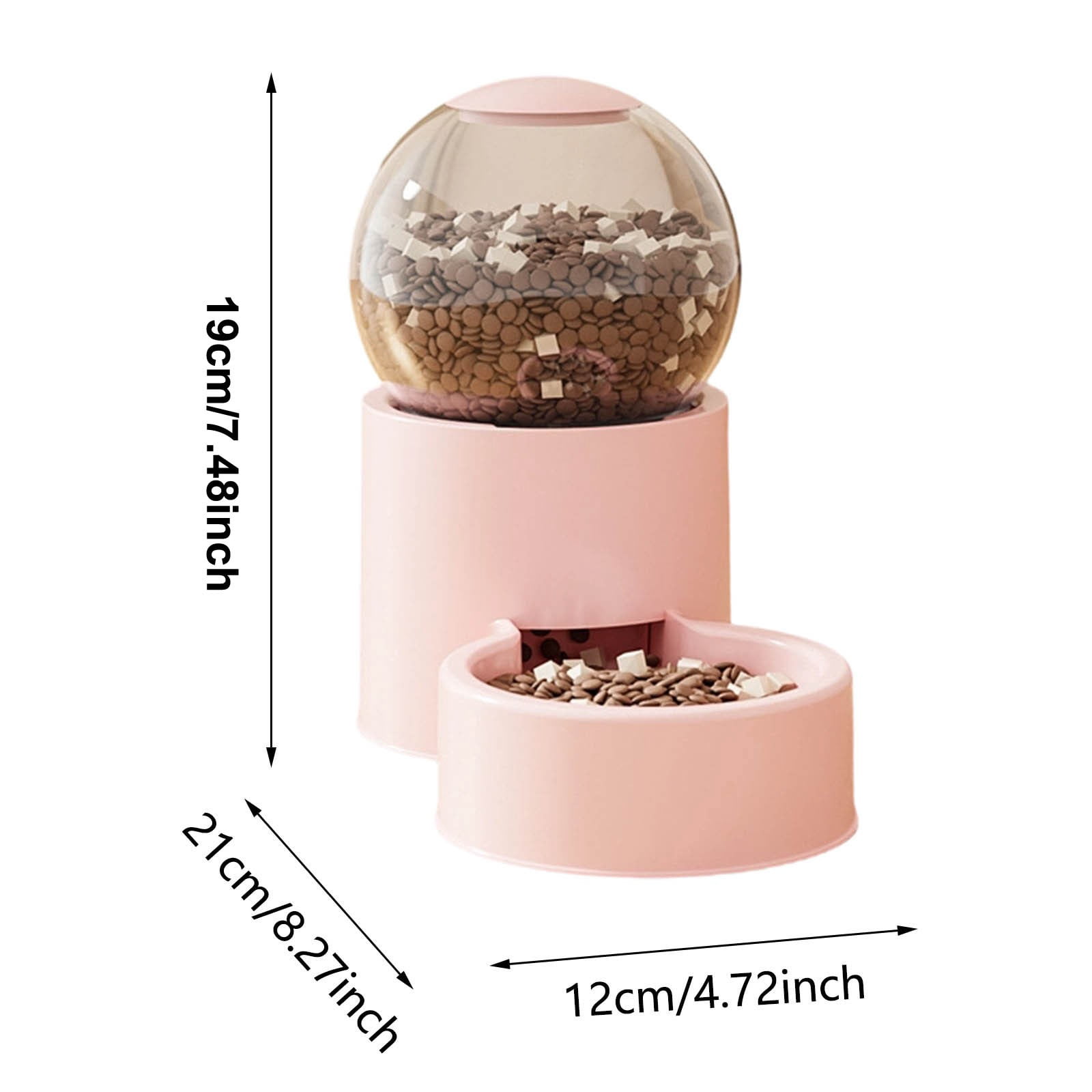 Gytml Automatic Cat Feeder And Water Dispenser, 2-In-1 Gravity Food Water Feeder For Cats & Small Puppies, No-Electric Pet Food Water Dispenser For Indoor Home Pink-19x21x12cm