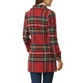 thumbnail image 3 of INSPIRE CHIC Manteau à Carreaux à Manches Longues à Col Cranté pour Femmes Rouge Vert TP, 3 of 6