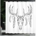 thumbnail image 4 of Ambesonne Deer Shower Curtain, Skull with Antler Feather, 69"Wx84"L, Charcoal Grey White, 4 of 5