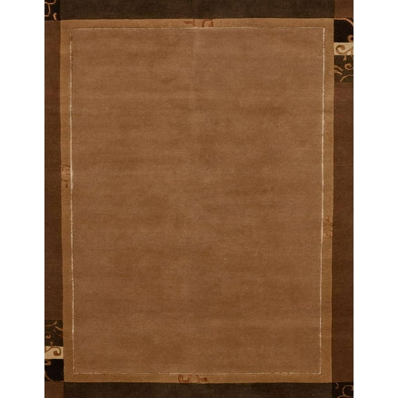 Ahgly Company Indoor Rectangle Abstract Saddle Brown Abstract Area Rugs, 4' x 6'