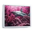 thumbnail image 2 of Designart "Majestic Violet Hammerhead Sharks" Coastal Coral Under Water Floater Framed Wall Decor, 2 of 5