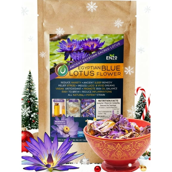Ceremonial Grade Blue Egypt Blue Lotus Flower (1.75oz) Whole Dried Flowers For Tea, Wine, Essential Oil, Recreational Purposes