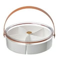 thumbnail image 2 of 1PC Stainless Steel Cutlery Set Divided Serving Tray With Lid And Handle Portable Snack Tray With Lid Snackle Box Charcuterie Container Snack Platters Organizer For Candy Fruits Snacks White, 2 of 9