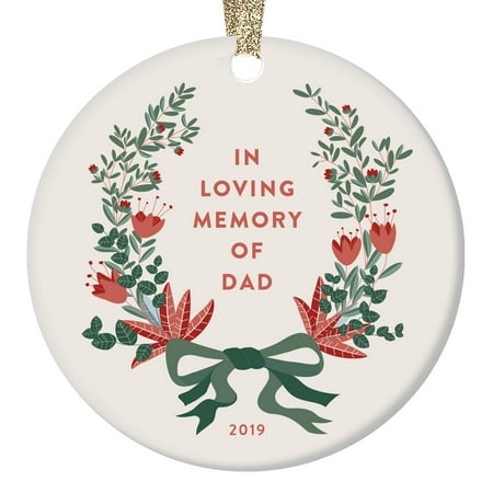 2019 Dad Memorial Christmas Ornament In Loving Memory of Our Father Traditional Boho Wreath Holiday Tree Decoration Loss of Parent Sympathy Gift Son Daughter Xmas Keepsake 3