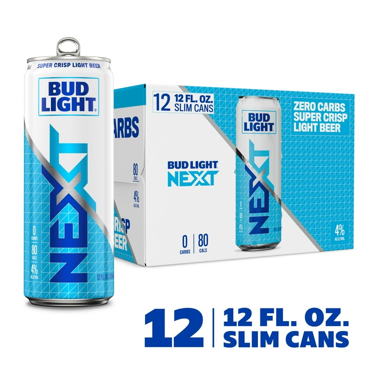 Bud Light NEXT Zero Carb American Lager Beer, 12 Pack, 12 fl oz