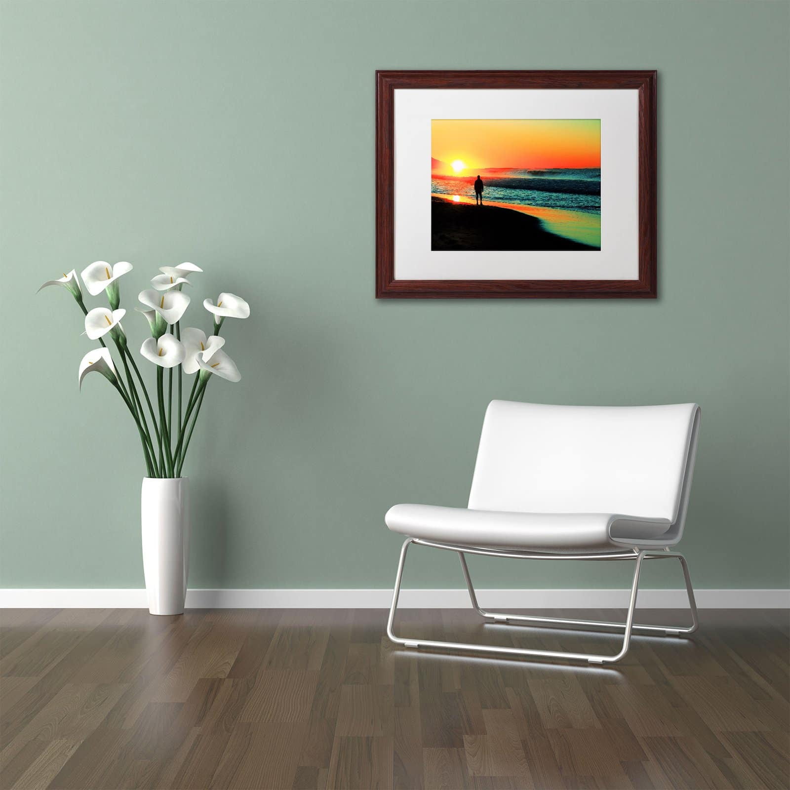 Trademark Fine Art "Sunrise Walking" Canvas Art by Beata Czyzowska Young, White Matte, Black Frame