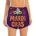 thumbnail image 2 of KLL Mardi Gras2 Pattern Shorts Women,Athletic Shorts High Waisted Running Shorts Pocket Sporty Short Gym Elastic Workout Shorts-Large, 2 of 7