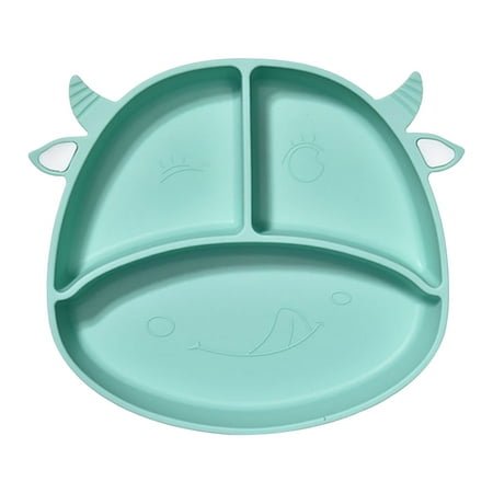 

Ikevan Calf Children S Silicone Dinner Plate Infant Non-Slip Suction Cup Bowl Baby Cartoon Complementary Food Divided Tableware Green One Size