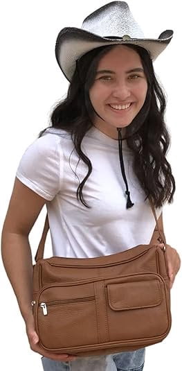 SILVERFEVER Medium Leather Hobo Handbag for Women  Shoulder Purse with Built-in Wallet Organizer, Genuine Leather Everyday Bag