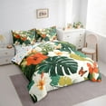 thumbnail image 3 of Castle Fairy Floral Butterflies Bedding Comforter Set 7pcs for Boys Girls,Tropical Tree Leaves Queen Bedding Sets Super Cozy,Botanical Plants Queen Sheet Sets,Breathable Home Decor,Reversible, 3 of 8