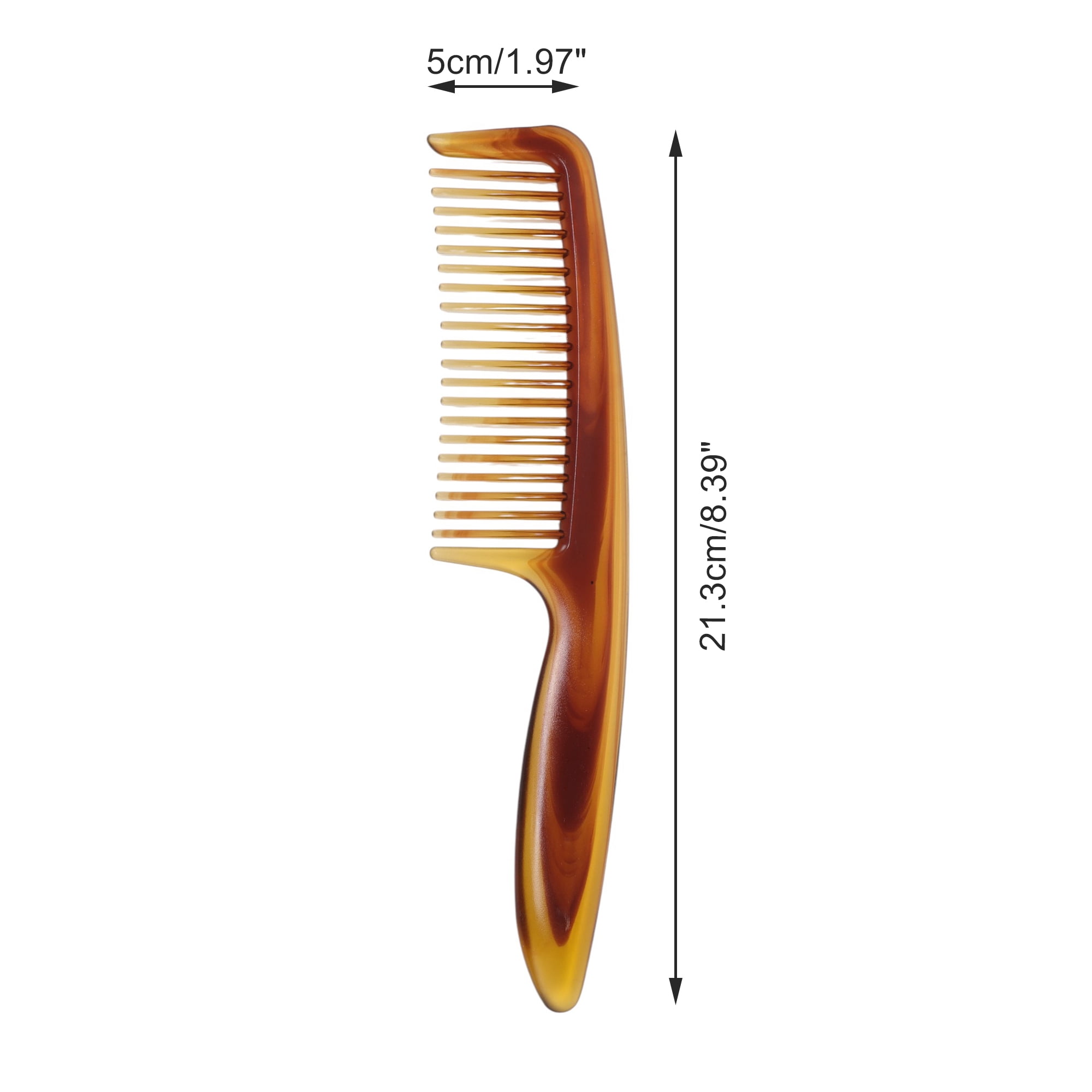 Unique Bargains 1 Pc Women Durable Two-Color Handle Flat Comb for Curly Hair Amber