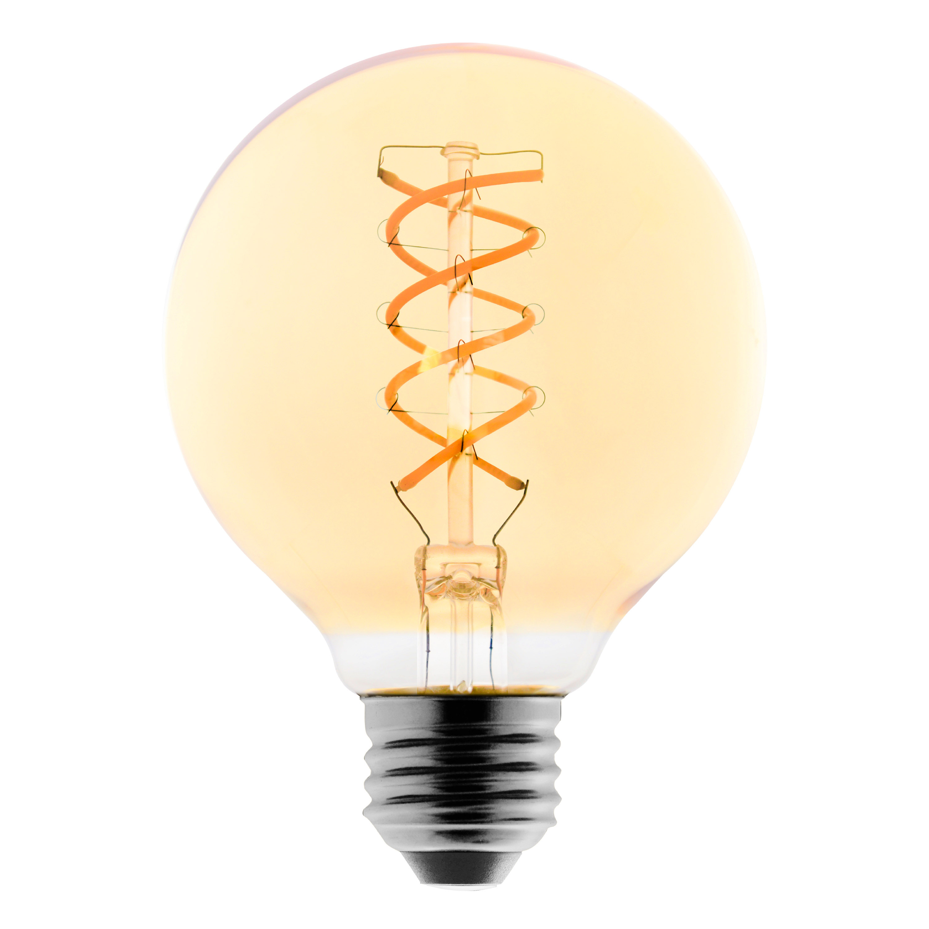 Better Homes & Gardens Oversized G25 Vintage LED Clear Globe Light Bulb, 60 W Eqv, Dim, Amber, 4 Pk