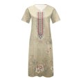 thumbnail image 4 of Puntoco Vestido De Manga Corta Con Cuello En V, Falda De Vestir De Manga Corta Estampada Para Mujer Caqui M, 4 of 4