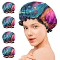 thumbnail image 7 of Shower Caps,Colorful Tie Dye Flow Ball Pattern Waterproof Shower Cap for Women 4 Pieces,Double Reusable Hair Cover for Shower PEVA Elastic Stretch Hem, 7 of 7