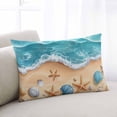 thumbnail image 2 of Geometric Coastal Throw Pillow Cover 20 x 26 Inch Decorative Pillow Cover Cartoon Starfish Shell Sea Waves Lumbar Pillowcase Seasonal Rectangle Cushion Case for Couch Sofa Bed Living Room, 2 of 7