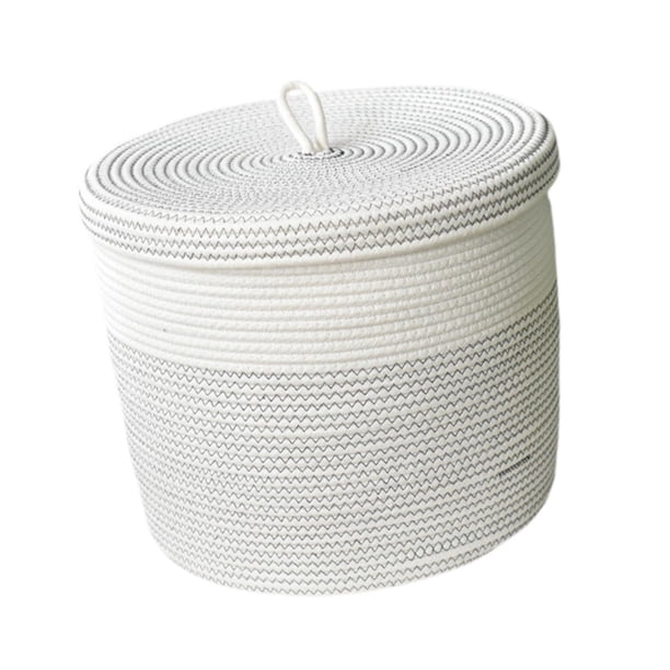 Cesta de ropa plegable, cesta decorativa de cuerda tejida, organizador de ropa versátil, cesto para ropa sucia para dormitorio, manta para ropa blanco