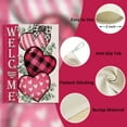 thumbnail image 3 of Welcome Valentine''s Day Pink Love Heart Decorative House Flag, Eucalyptus Leaf Plaid Farmhouse Garden Yard Outside Decorations, Anniversary Wedding Outdoor Large Home Decor Double Sided 28x40, 3 of 6