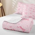 thumbnail image 4 of Erosebridal Girly Kawaii Ribbon Twin Quilt Set for Girls Women, Princess Bow Love Heart Twin Coverlet Set, 2pcs, 4 of 7